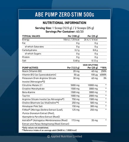 ABE PUMP 500g - Zero Stim Pre-Workout