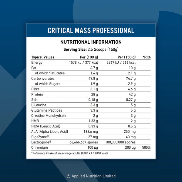 Critical Mass Professional 6kg - Lean Mass Gainer (40 Servings)